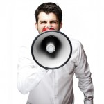 man with megaphone