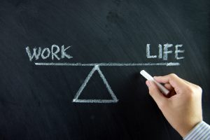 Work and life balance written on chalkboard